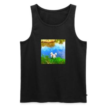 Poodle at the pond Art Monet - Männer Premium Bio Tank Top - Schwarz - Vorne - Michal (187cm)