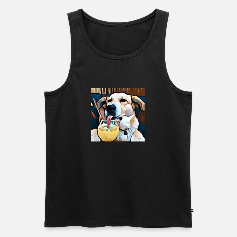 Labrador drinking a cocktail - Männer Premium Bio Tank Top - Schwarz
