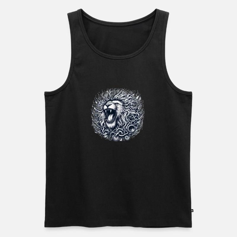 Leben wie ein Löwe - Männer Premium Bio Tank Top - Schwarz