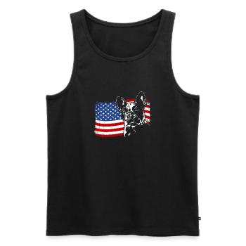 Bouledogue Français Amérique Flag Chiens Wilsigns - Débardeur bio Premium Homme - noir - Devant - Michal (187cm)
