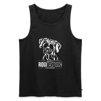 RIDGITASTISCH Rhodesian Ridgeback Spruch Wilsigns - Männer Premium Bio Tank Top - Schwarz - Vorne - Michal (187cm)