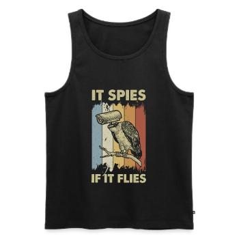 Vintage Spionage Überwachung Wache Spion Vogel - Männer Premium Bio Tank Top - Schwarz - Vorne - AI Model Male 178 light (178cm)