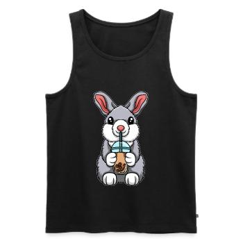 Kawaii Bubble Tea Rabbit - Men's Premium Organic Tank Top - black - Front - AI Model Male 178 light (178cm)
