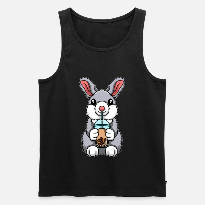 Kawaii Bubble Tea Hase - Männer Premium Bio Tank Top - Schwarz