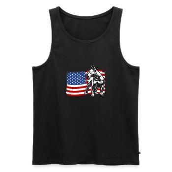 Anglais Bull Terrier America Flag Dogs Wilsigns - Débardeur bio Premium Homme - noir - Devant - AI Model Male 178 light (178cm)