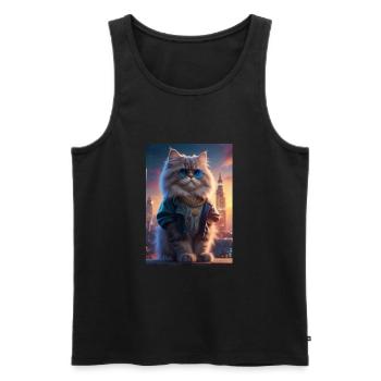 Rapper Cat - Männer Premium Bio Tank Top - Schwarz - Vorne - AI Model Male 178 light (178cm)