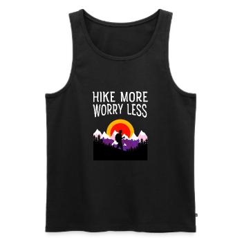 Wandern Sie mehr Sorgen weniger - Mountain Retro Vintage - Männer Premium Bio Tank Top - Schwarz - Vorne - Michal (187cm)