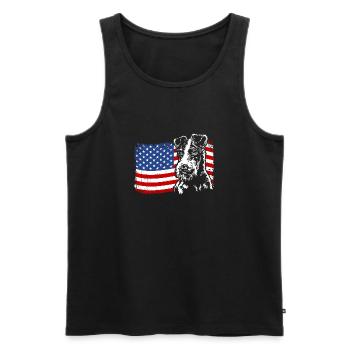 Foxterrier Amerika Fahne Hunde Hund Wilsigns - Männer Premium Bio Tank Top - Schwarz - Vorne - Michal (187cm)