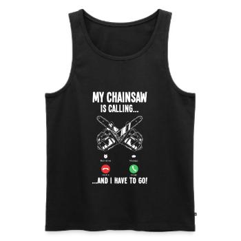 Wood Making Chainsaws & Lumberjack Gift - Men's Premium Organic Tank Top - black - Front - Michal (187cm)