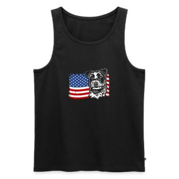 Jack Russell Terrier America Flag Dogs Wilsigns - Men's Premium Organic Tank Top - black - Front - Michal (187cm)