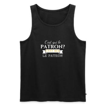 T-shirt c'est qui le patron C'est moi le patron! - Débardeur bio Premium Homme - noir - Devant - AI Model Male 178 light (178cm)