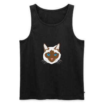 chats face à tête de chaton chaton gueule de bois - Débardeur bio Premium Homme - noir - Devant - Michal (187cm)