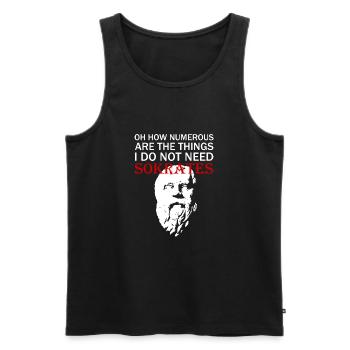 Proverbe Sagesse Philosophie Minimalisme - Débardeur bio Premium Homme - noir - Devant - Michal (187cm)