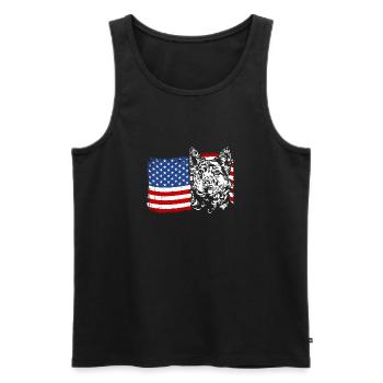 Hongrois Mudi Amérique Drapeau Chiens Chien Wilsigns - Débardeur bio Premium Homme - noir - Devant - AI Model Male 178 light (178cm)