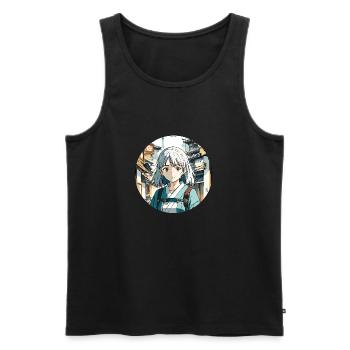 Anime / Bande dessinée / Japonais / Animation / Dessin animé - Débardeur bio Premium Homme - noir - Devant - AI Model Male 178 light (178cm)