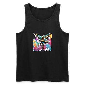 Crane / construction site / winch / crane system - Men's Premium Organic Tank Top - black - Front - AI Model Male 178 light (178cm)