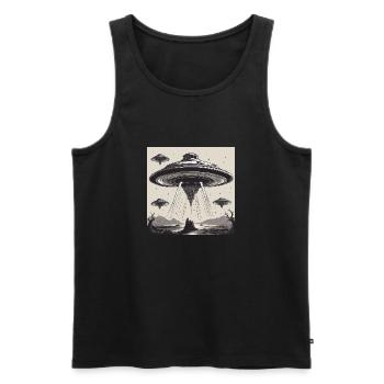 Alien / Spaceship / UFO / Area 51 / All / Mars - Men's Premium Organic Tank Top - black - Front - AI Model Male 178 light (178cm)