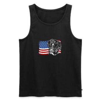 Small Münsterländer America Flag Dog Dogs - Men's Premium Organic Tank Top - black - Front - AI Model Male 178 light (178cm)
