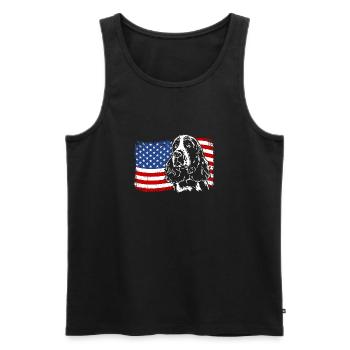 English Springer Spaniel America Flag Dog Dogs - Men's Premium Organic Tank Top - black - Front - Michal (187cm)