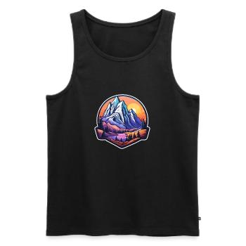Berg / Alpen / Gipfel / Natur / Wald / Gestein - Männer Premium Bio Tank Top - Schwarz - Vorne - Michal (187cm)
