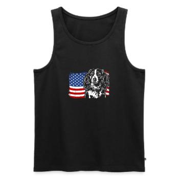 Nederlandse Kooikerhondje Amerika Flag Dogs - Débardeur bio Premium Homme - noir - Devant - AI Model Male 178 light (178cm)