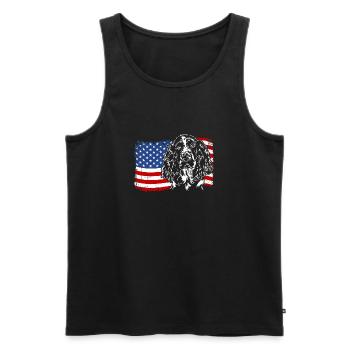 English Springer Spaniel America Flag Dog Dogs - Men's Premium Organic Tank Top - black - Front - Michal (187cm)