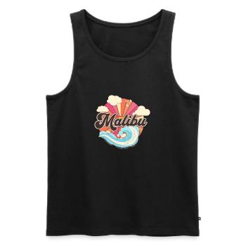Malibu California Retro 80s Beach - Débardeur bio Premium Homme - noir - Devant - AI Model Male 178 light (178cm)