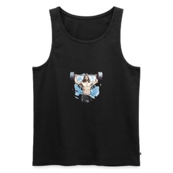 Jésus L’ultime Jésus rétro soulevé de terre - Débardeur bio Premium Homme - noir - Devant - Michal (187cm)
