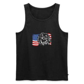 Pekingese America Flag Dog Dogs Wilsigns - Men's Premium Organic Tank Top - black - Front - AI Model Male 178 light (178cm)