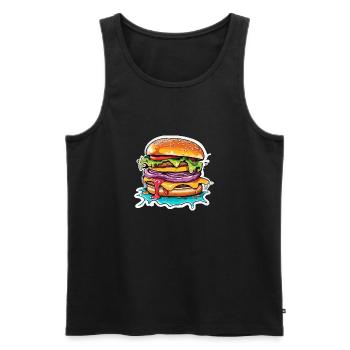 Burgers / Fast Food / Food / Buns / Beef - Men's Premium Organic Tank Top - black - Front - AI Model Male 178 light (178cm)