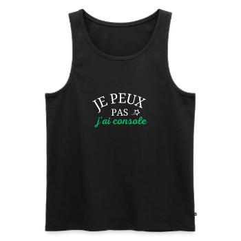 je peux pas j'ai console - Débardeur bio Premium Homme - noir - Devant - Michal (187cm)