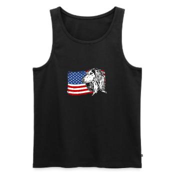 Saluki America Flag Dog Dogs Wilsigns - Men's Premium Organic Tank Top - black - Front - AI Model Male 178 light (178cm)