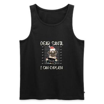 Funny Christmas Sweater For pug Lovers - Men's Premium Organic Tank Top - black - Front - AI Model Male 178 light (178cm)