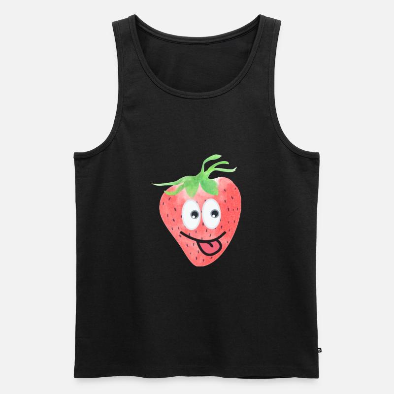 Erdbeere - Männer Premium Bio Tank Top - Schwarz