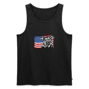 Old English Bulldog America Flag Dogs Wilsigns - Men's Premium Organic Tank Top - black - Front - AI Model Male 178 light (178cm)