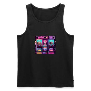 Slot Machine / One-Armed Bandit / Casino / Win - Men's Premium Organic Tank Top - black - Front - AI Model Male 178 light (178cm)