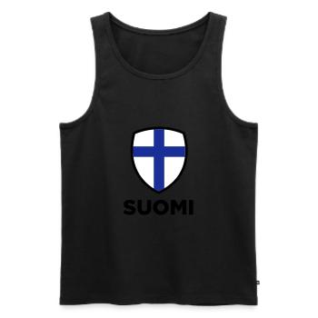 National Flag of Finland - Men's Premium Organic Tank Top - black - Front - AI Model Male 178 light (178cm)