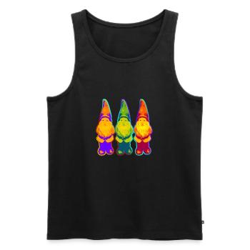 Garden Gnome Trio - neon style / pop - Men's Premium Organic Tank Top - black - Front - AI Model Male 178 light (178cm)