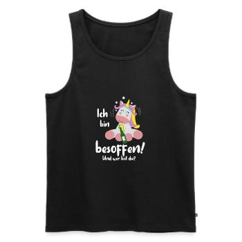 Ich Bin Besoffen und Ưer Bist Du? - Funny Unicorn - Männer Premium Bio Tank Top - Schwarz - Vorne - AI Model Male 178 light (178cm)