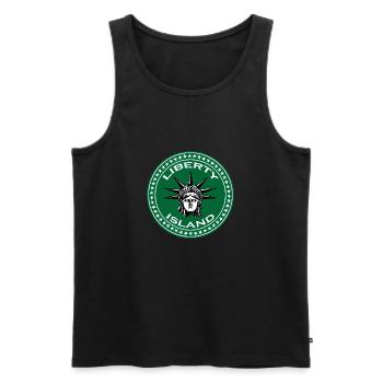 Liberty Insel - Männer Premium Bio Tank Top - Schwarz - Vorne - AI Model Male 178 light (178cm)