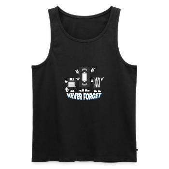 Never forget disk vhs casette - good old times - Männer Premium Bio Tank Top - Schwarz - Vorne - AI Model Male 178 light (178cm)