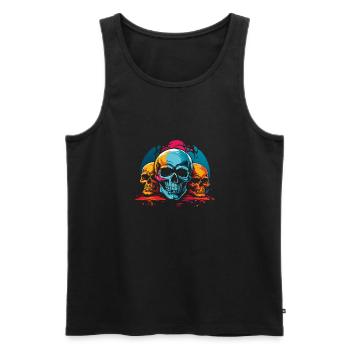 Colorful colorful skulls with splashes of color - Men's Premium Organic Tank Top - black - Front - Michal (187cm)