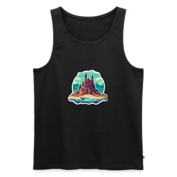 Sandcastle / Building / Playing / Castle / Holiday - Men's Premium Organic Tank Top - black - Front - AI Model Male 178 light (178cm)
