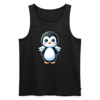 Süßer Pinguin Engel Cartoon Chibi Stil - Männer Premium Bio Tank Top - Schwarz - Vorne - AI Model Male 178 light (178cm)