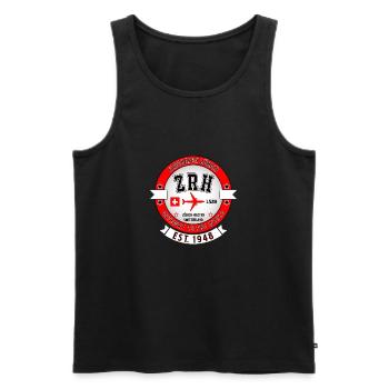 ZRH Airport Zürich Switzerland - Vintage Design - Men's Premium Organic Tank Top - black - Front - AI Model Male 178 light (178cm)