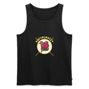 Knitting Knitter Crochet Wool Yarn Crochet Hook - Men's Premium Organic Tank Top - black - Front - AI Model Male 178 light (178cm)