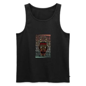 Masque Afrique Histoire afro africaine - Débardeur bio Premium Homme - noir - Devant - Michal (187cm)