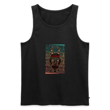 Africa Mask African Afro History - Men's Premium Organic Tank Top - black - Front - AI Model Male 178 light (178cm)