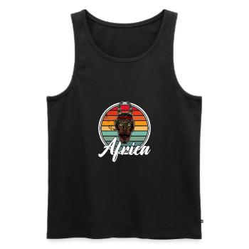 Masque Afrique Histoire afro africaine - Débardeur bio Premium Homme - noir - Devant - Michal (187cm)