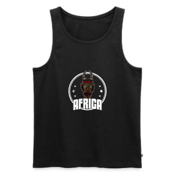 Masque Afrique Histoire afro africaine - Débardeur bio Premium Homme - noir - Devant - Michal (187cm)